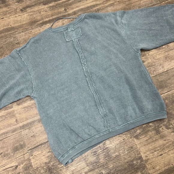 We The Free Anyway Top Distressed Deep Teal Wrap Raw Edge Deep V Extra Small - Picture 9 of 9